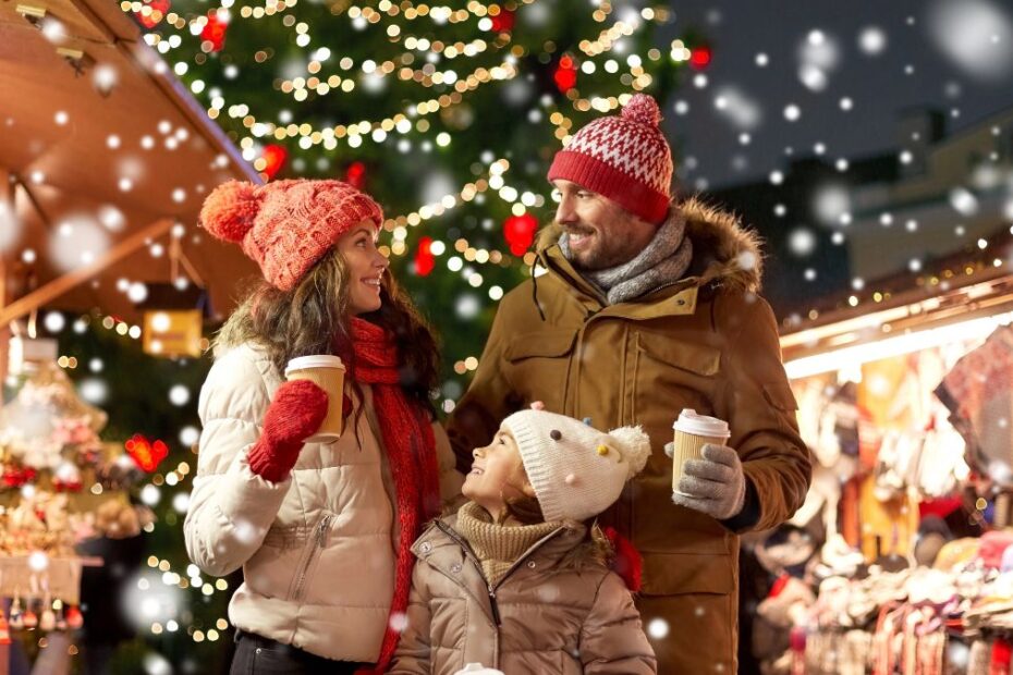 jarmark świąteczny w Rotterdamie Foto: Rodzina na jarmarku bożonarodzeniowym